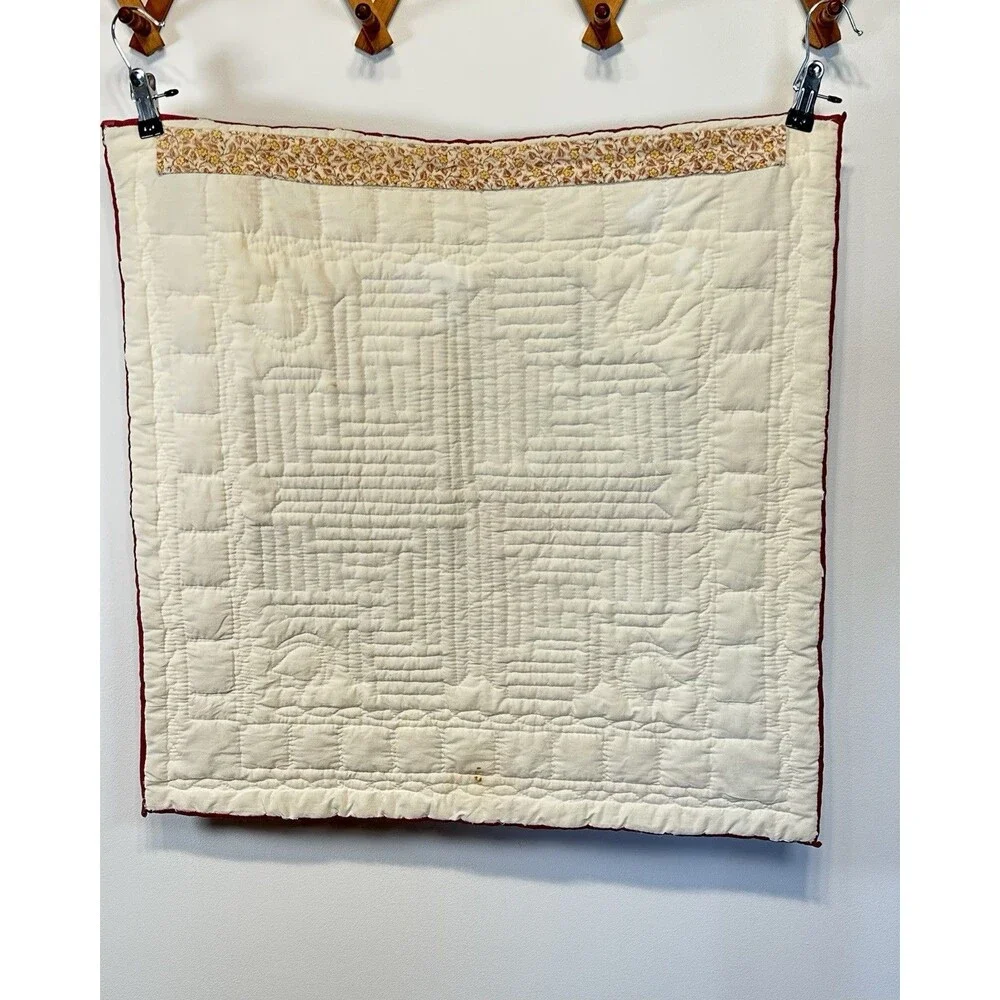Vintage 90s Handmade Heart to Heart Quilt Wall Hanging - Quilted Textile